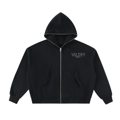 Fleeced Full-Zip Boxy Hoodie