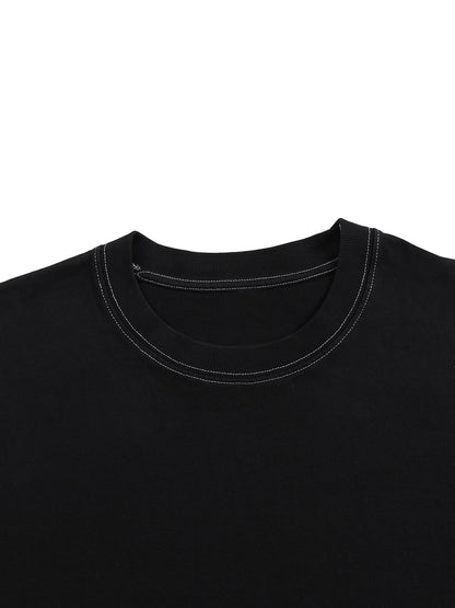 Streetwear Contrast-Stitched Cotton T-Shirt